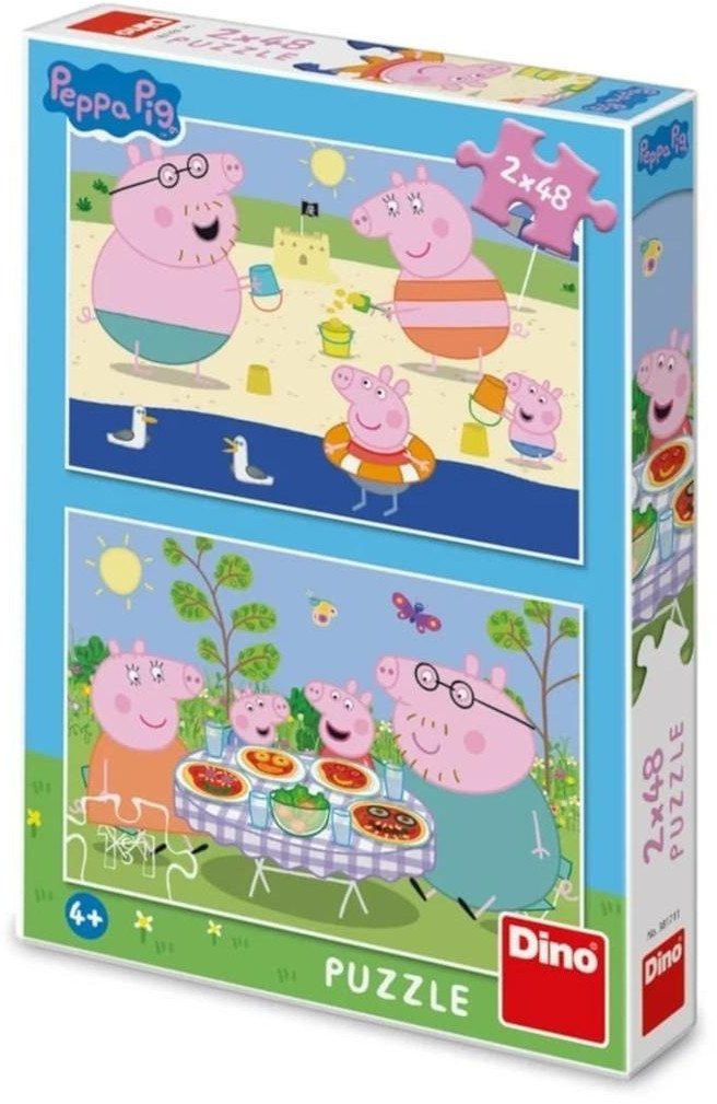 Puzzle 2x48 Świnka Peppa na wakacjach