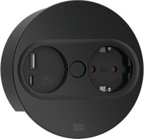 Bachmann BACHMANN TWIST 2 1xCEE7/3 1xUSB A/C 22W 2,0m AEH RAL9005 30GE rond