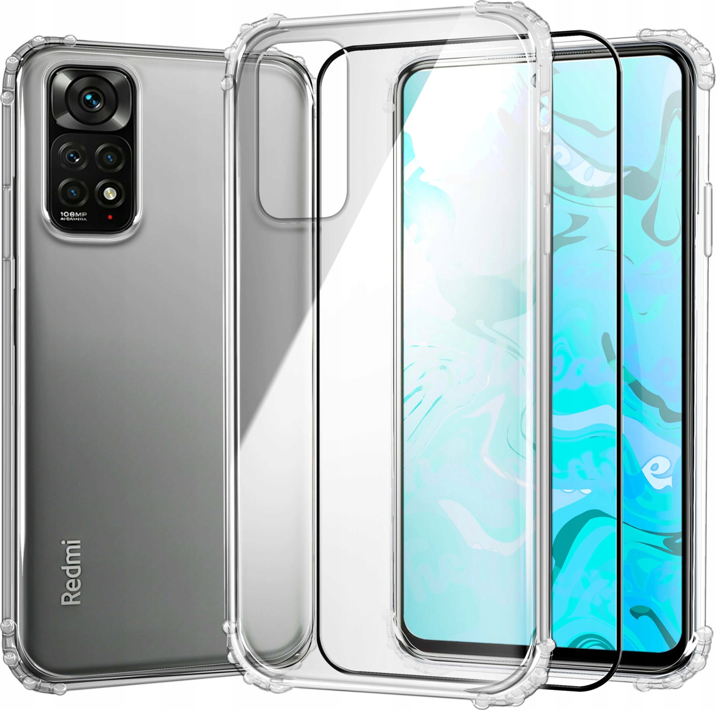 Hello Case Etui Xiaomi Redmi Note 11 / 11s (Przezroczyste,Pancerne Szkło Pełne 9H)