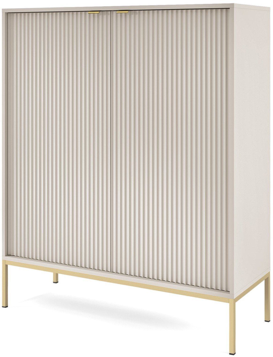 Pojemna komoda Kioto K104 w kolorze cashmere i złotymi nóżkami