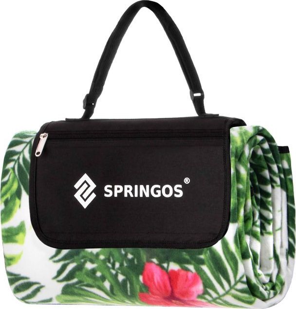 Springos Koc plażowy piknikowy 200x200 cm mata egzotyczne rośliny
