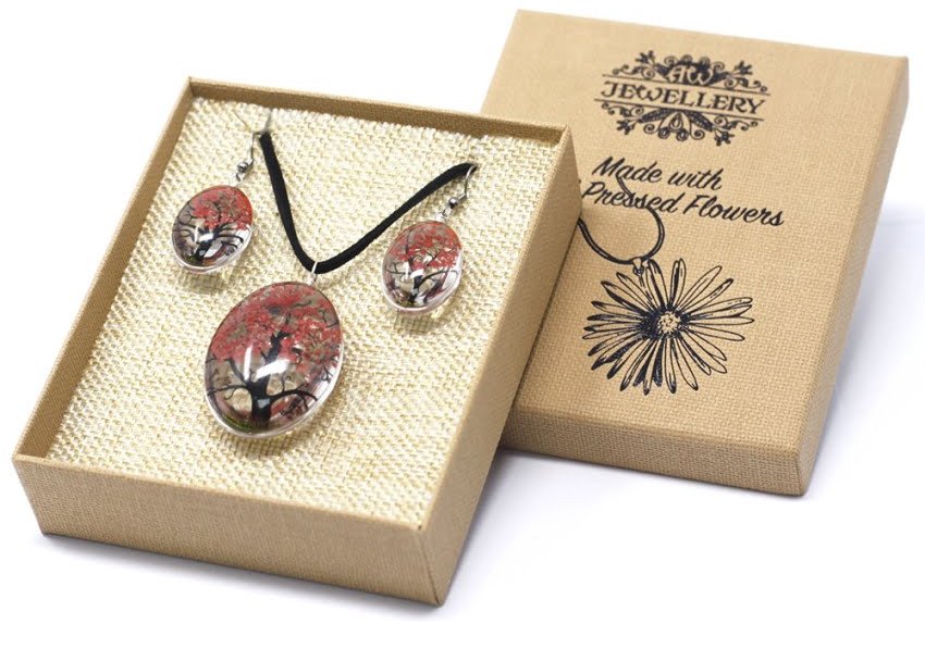 Naszyjnik i kolczyki - Koral z kwiatami