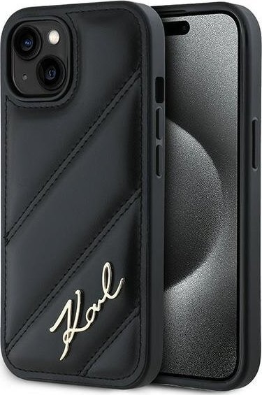 Karl Lagerfeld Karl Lagerfeld KLHCP13MPQDSMGK iPhone 13 6.1" czarny/black hardcase Diagonal Quilted Script