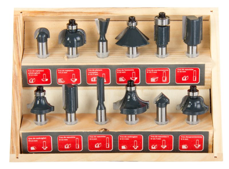 Pro-Line Zestaw frezów do drewna 8mm 12szt. (93122)