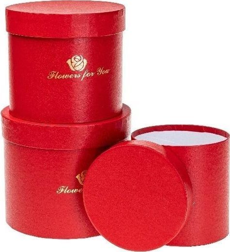Pudełko Flower Box 3szt czerwony ROZETTE