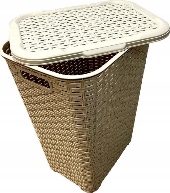 Kosz na biel.RATTAN 60l-beżowy 435x337x602 mm