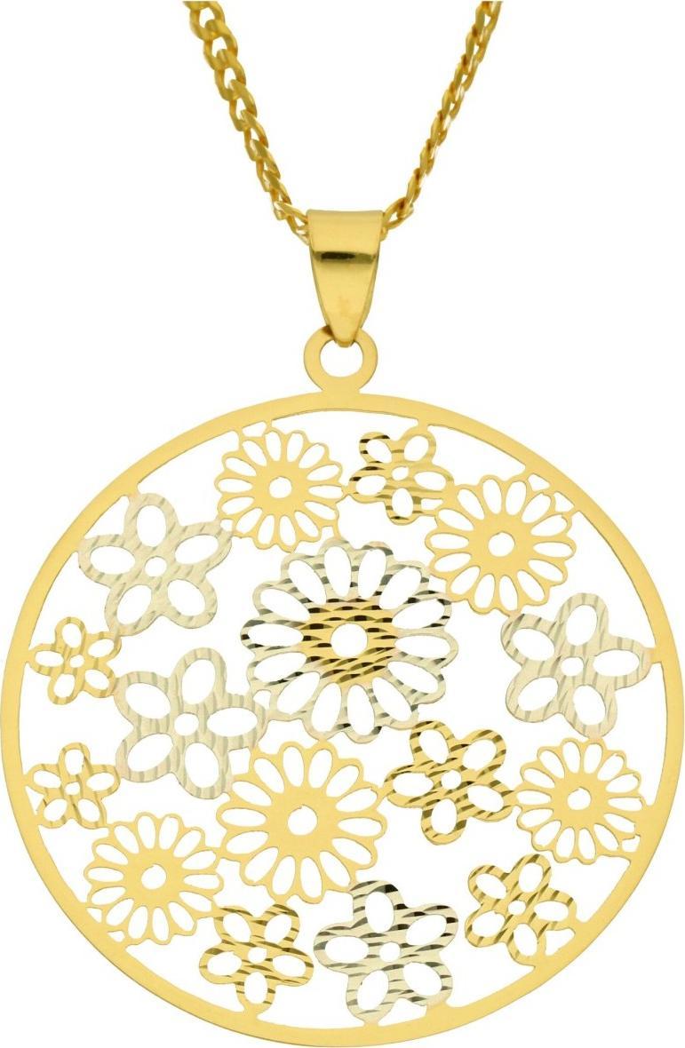 Rosanto Złota ażurowa zawieszka koło z kwiatkami 585 14k