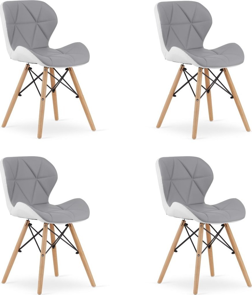 Leobert Krzesło LAGO ekoskóra - szaro-białe x 4