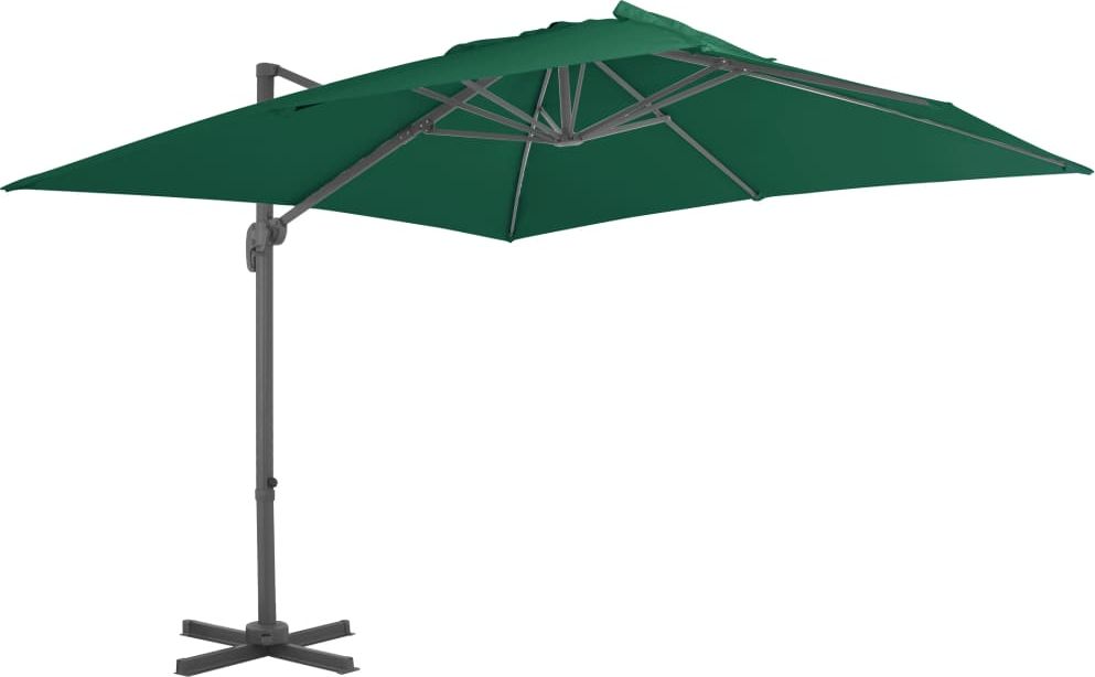 vidaXL Parasol wiszący na aluminiowym słupku, zielony, 300x300 cm