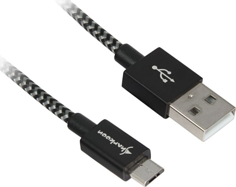 Kabel USB Sharkoon USB-A - microUSB 3 m Czarno-biały (4044951027026)