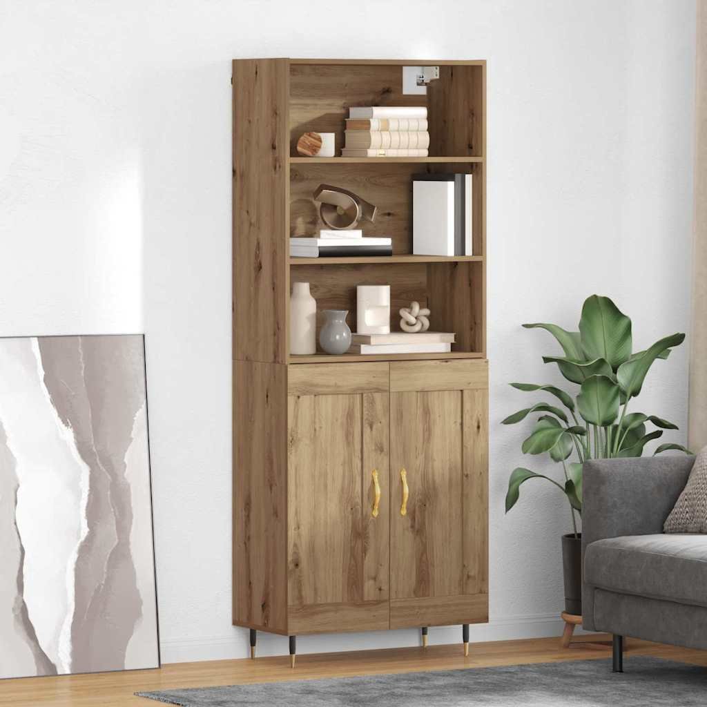 vidaXL Highboard Dąb rzemieślniczy 69,5 x 34 x 180 cm