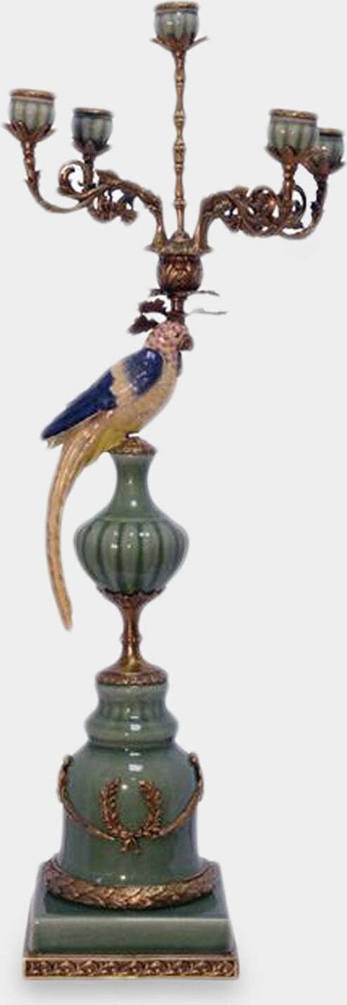 rzezbyzbrazu Kandelabr Pięcioramienny z Papugą Prawy