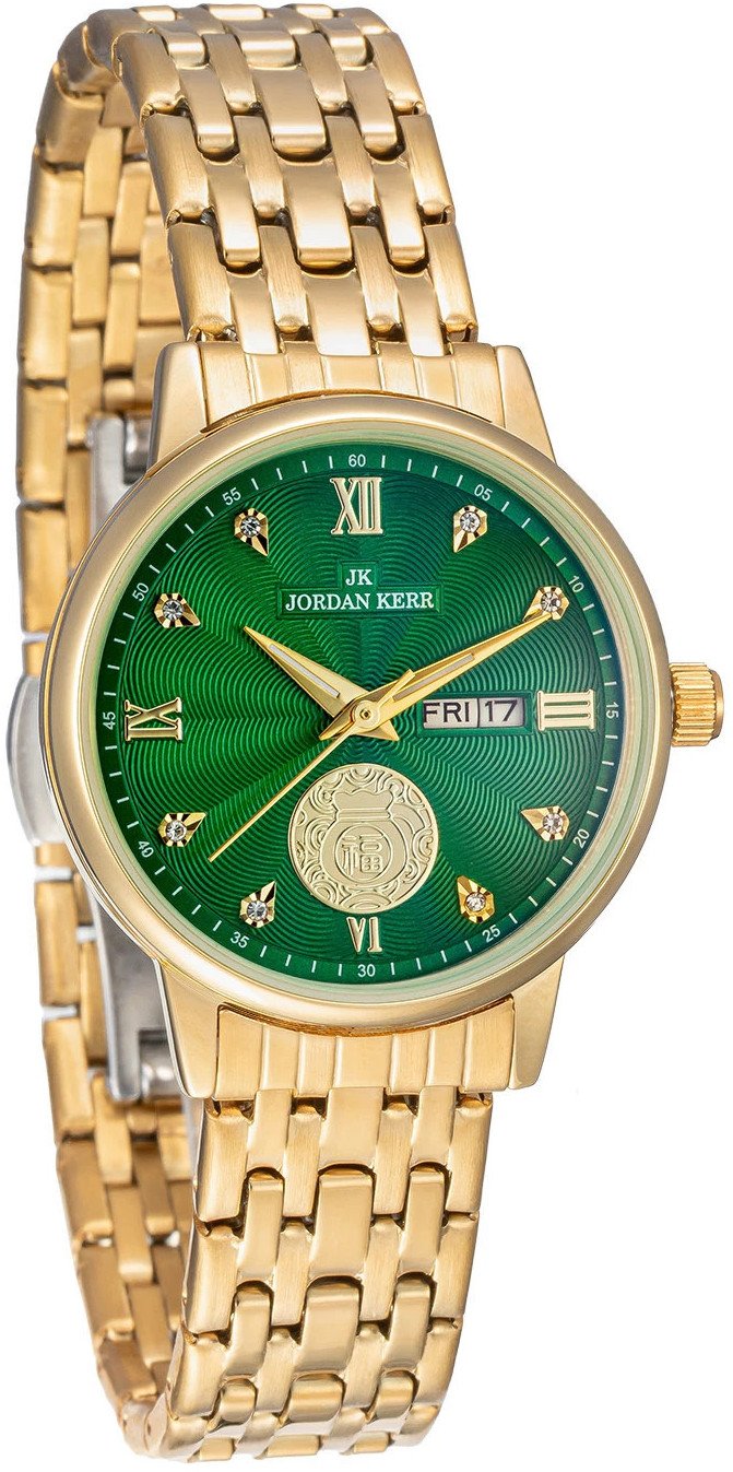 Zegarek damski Jordan Kerr L1071 złoty zielona tarcza
