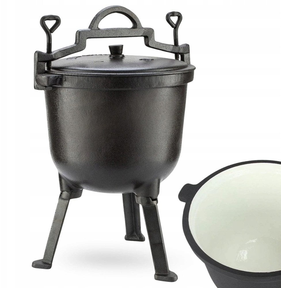 Kociołek żeliwny emaliowany na nóżkach z pokrywką CAST LINE 8 l