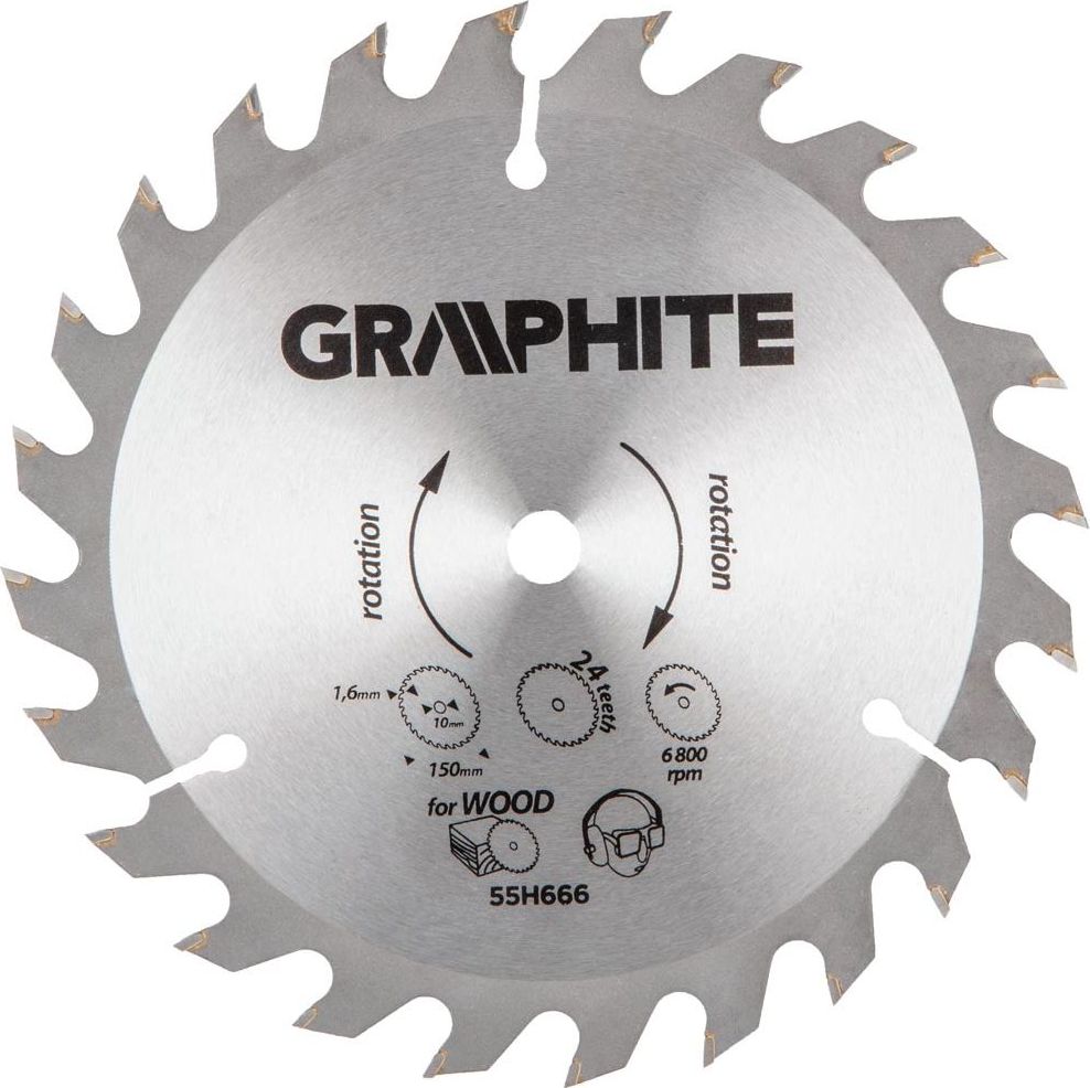 Graphite Tarcza do pilarki (Circular saw blades with HM tips 150x10mm, 1.6 mm , 24 teeth, Energy+)