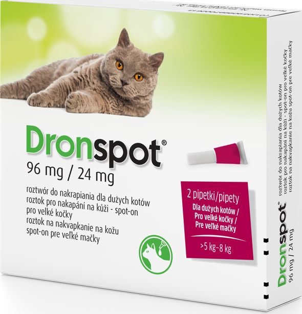 VETOQUINOL VETOQUINOL Dronspot - roztwór do nakrapiania dla dużych kotów o masie ciała od 5 do 8kg (2x1,12ml)