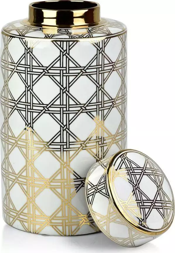 Lumarko CHARLOTTE GOLD Amfora - wazon z pokrywką H:40cm