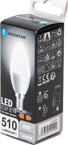 Aigostar Żarówka LED C37 E14 6W 6500K LED C37 E14 6W 6500K