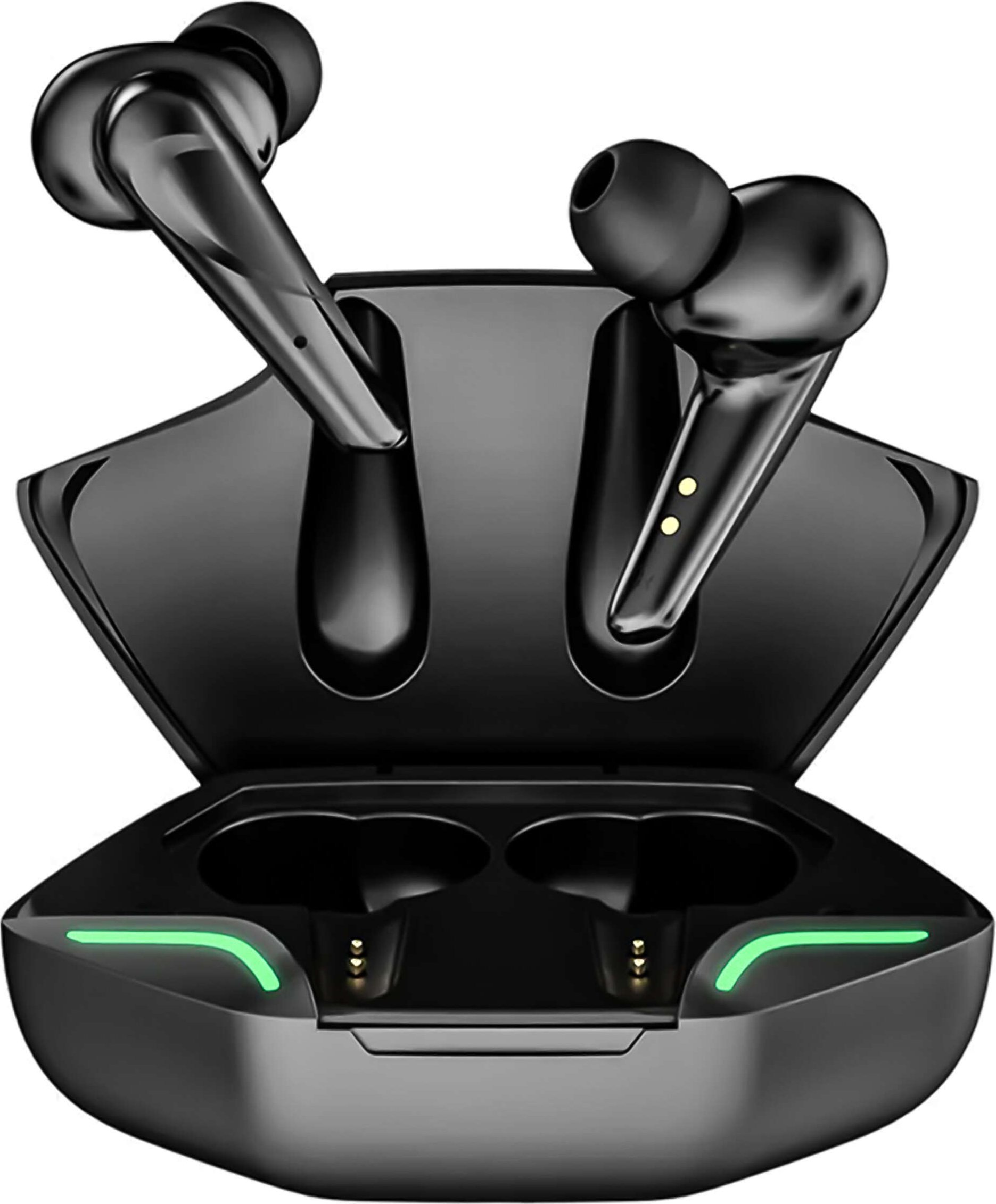 Słuchawki 4kom.pl Słuchawki bezprzewodowe Bluetooth 5.2 w etui powerbank dla graczy do gier gamingowe LED Czarne