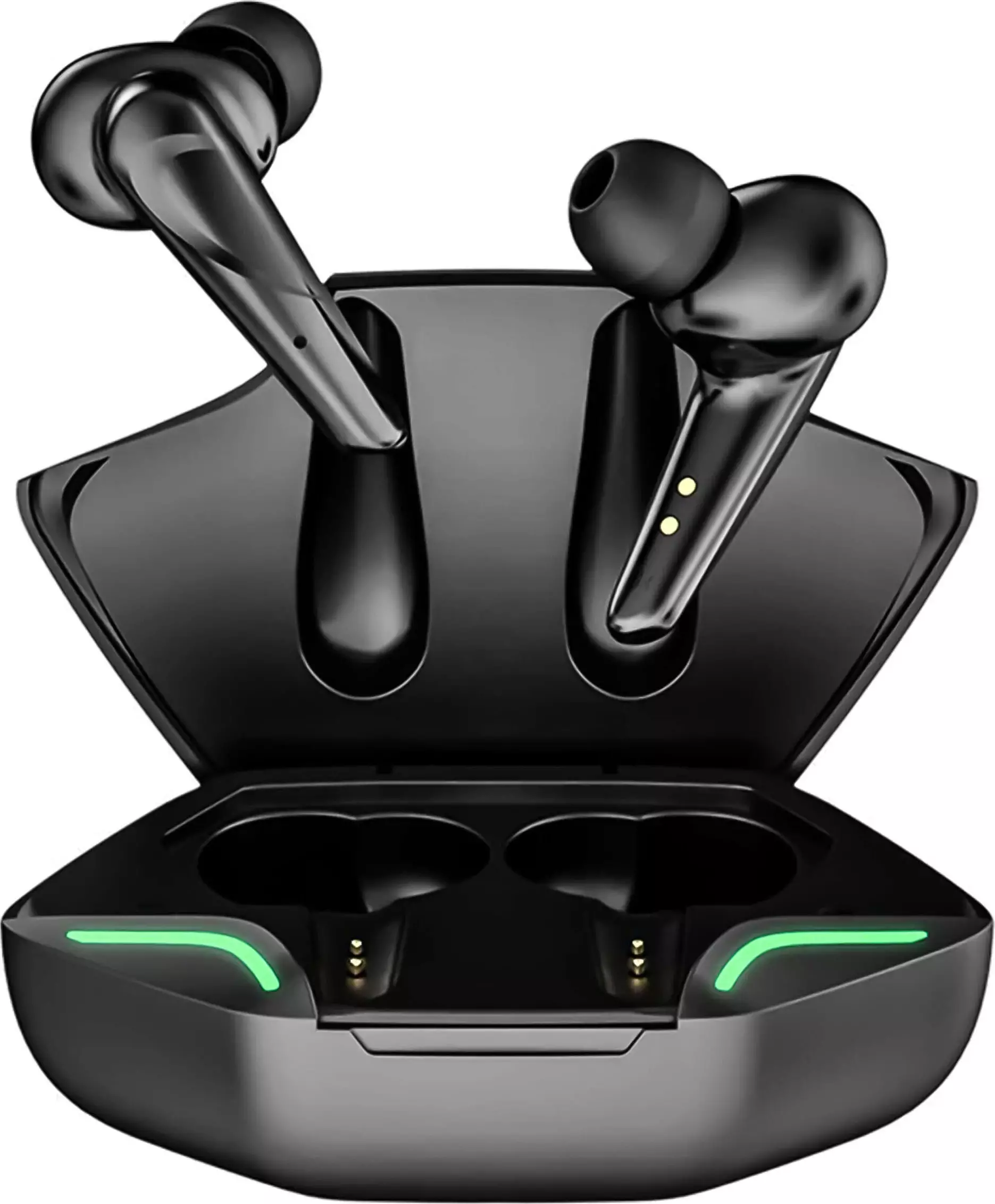 Słuchawki 4kom.pl Słuchawki bezprzewodowe Bluetooth 5.2 w etui powerbank dla graczy do gier gamingowe LED Czarne