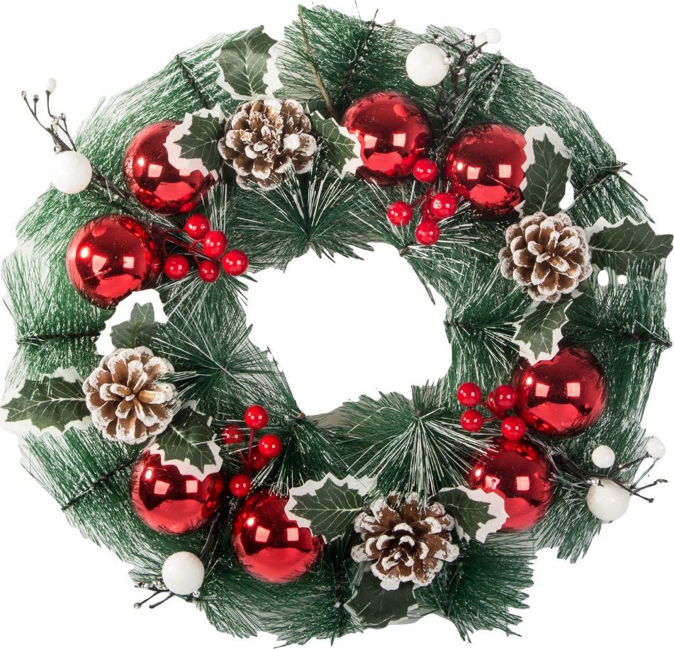Dekoracja świąteczna Verk Stroik świąteczny wianek dekoracyjny czerwono biały na boże narodzenie Stroik świąteczny wianek dekoracyjny czerwono biały n