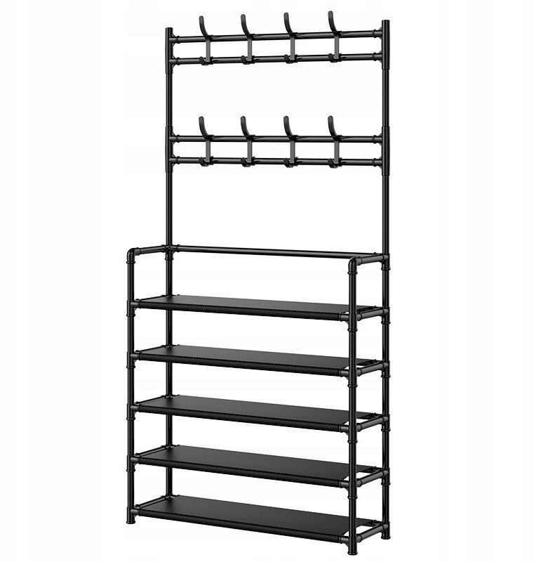 Szafka na BUTY do PRZEDPOKOJU Stalowa 172x60x26cm 5 POZIOMÓW Wieszaki XXL