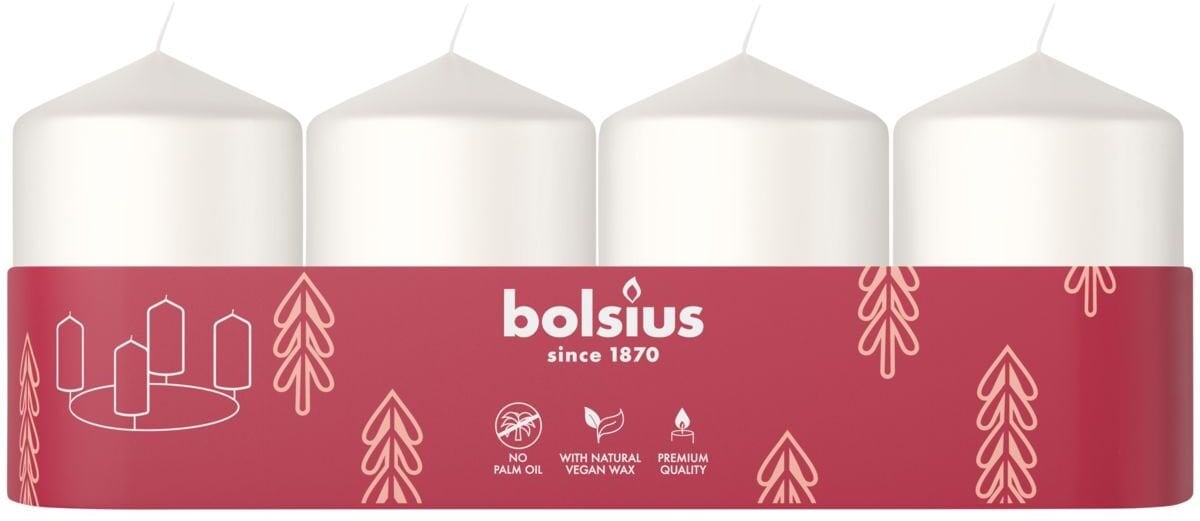 Bolsius Sveces cylindry 4 gab. O60x40mm biały 8717847189660 8717847189660 (8717847189660)