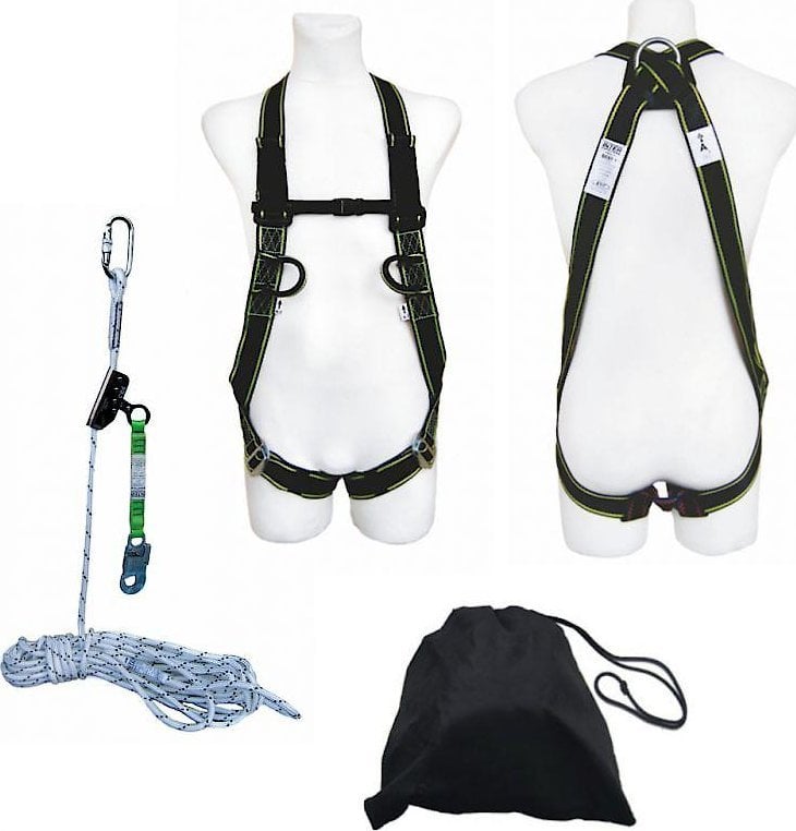 Dedra Zestaw do pracy na dachu,szelki,lina 15m,urządzenie samoz