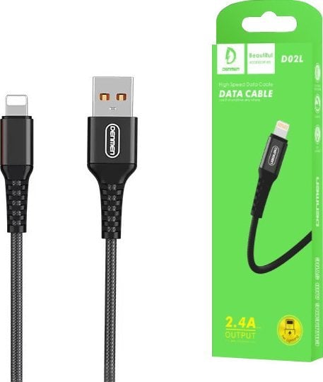 Kabel USB Denmen USB-A - Lightning 1 m Czarny (35219)