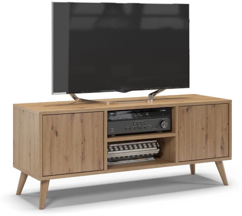 Szafka rtv, skandynawski styl, SKAND, 120x40x50 cm, dąb, mat | TYLETEGOTU