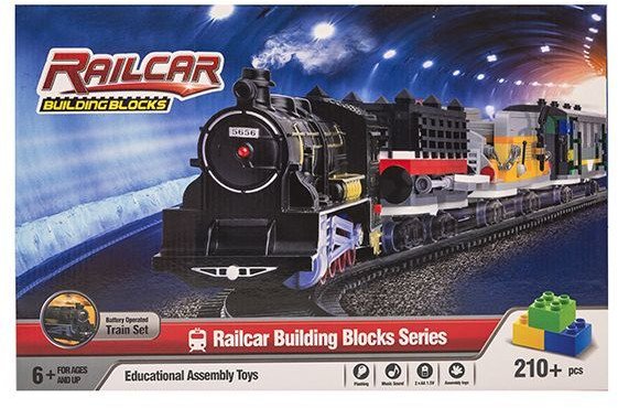 Klocki konstrukcyjne kolejka 210 elementów, światło i dźwięk