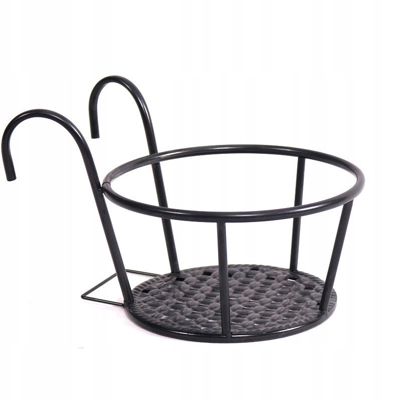 DONICA Doniczka Balkonowa NA BALKON WISZĄCA METALOWA STELAŻ Czarna 22cm