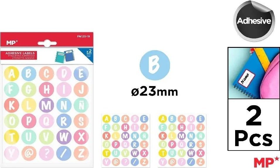Main Paper Naklejki literki 23mm 2 arkusze