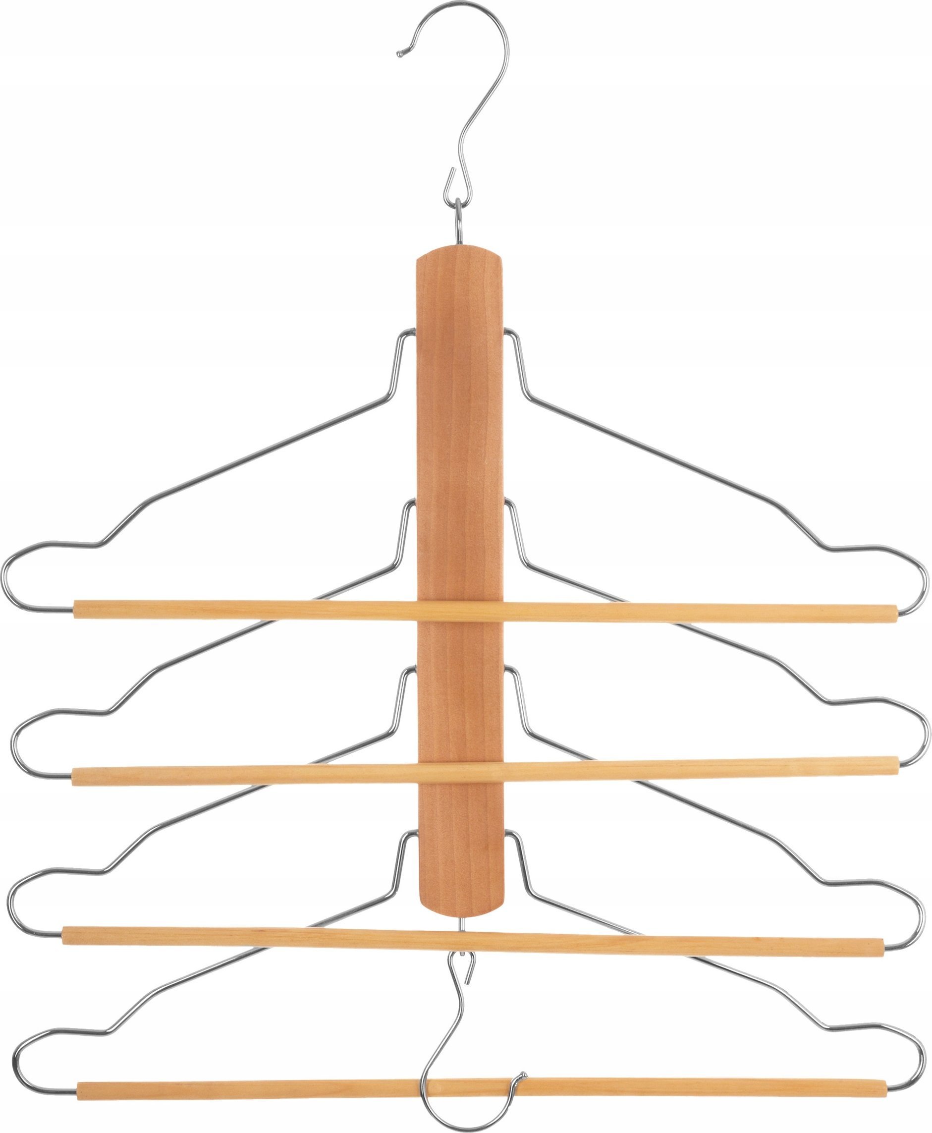 5five Wieszak na spodnie drewniany, 4 elementy w komplecie