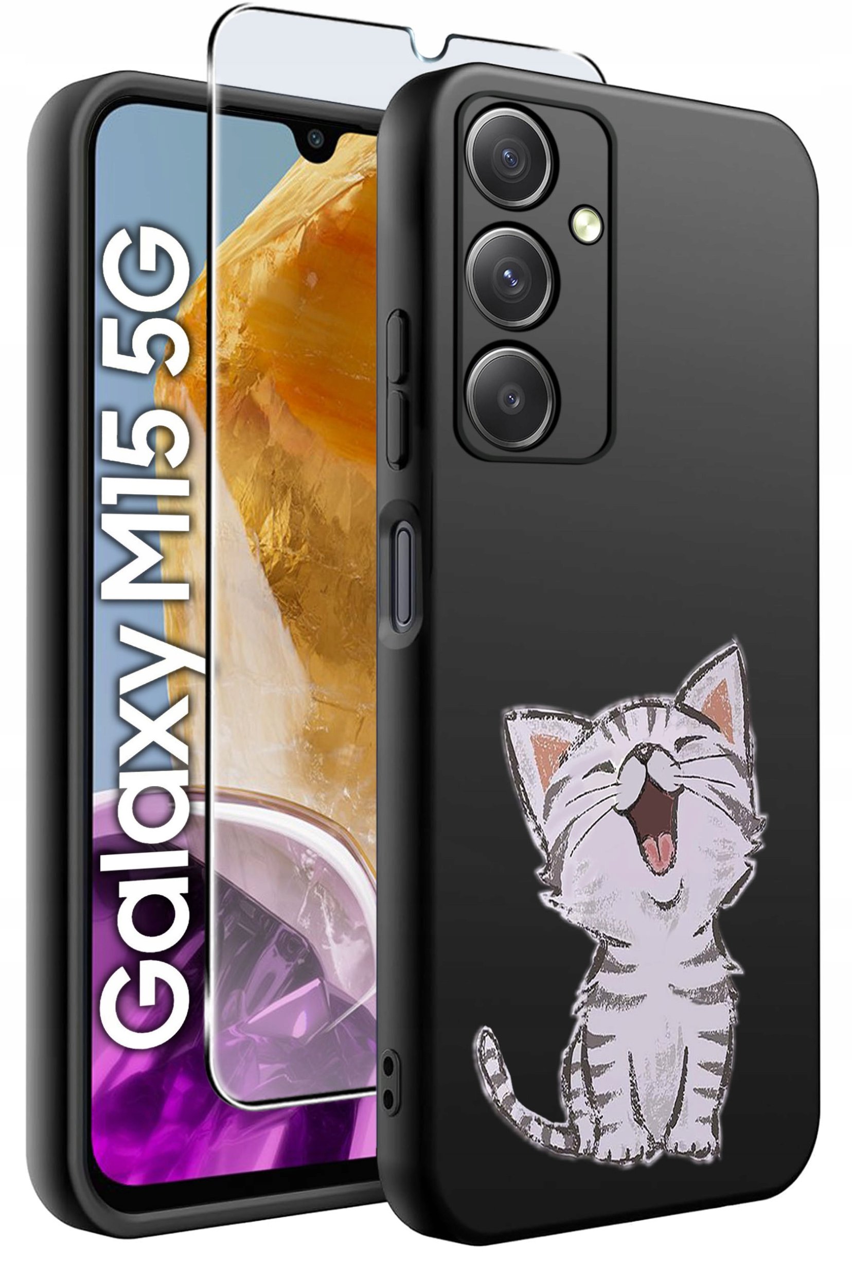 ETUI do Samsung M15 5G WZORY | SILIKONOWE MATT CASE + SZKŁO HARTOWANE 9H