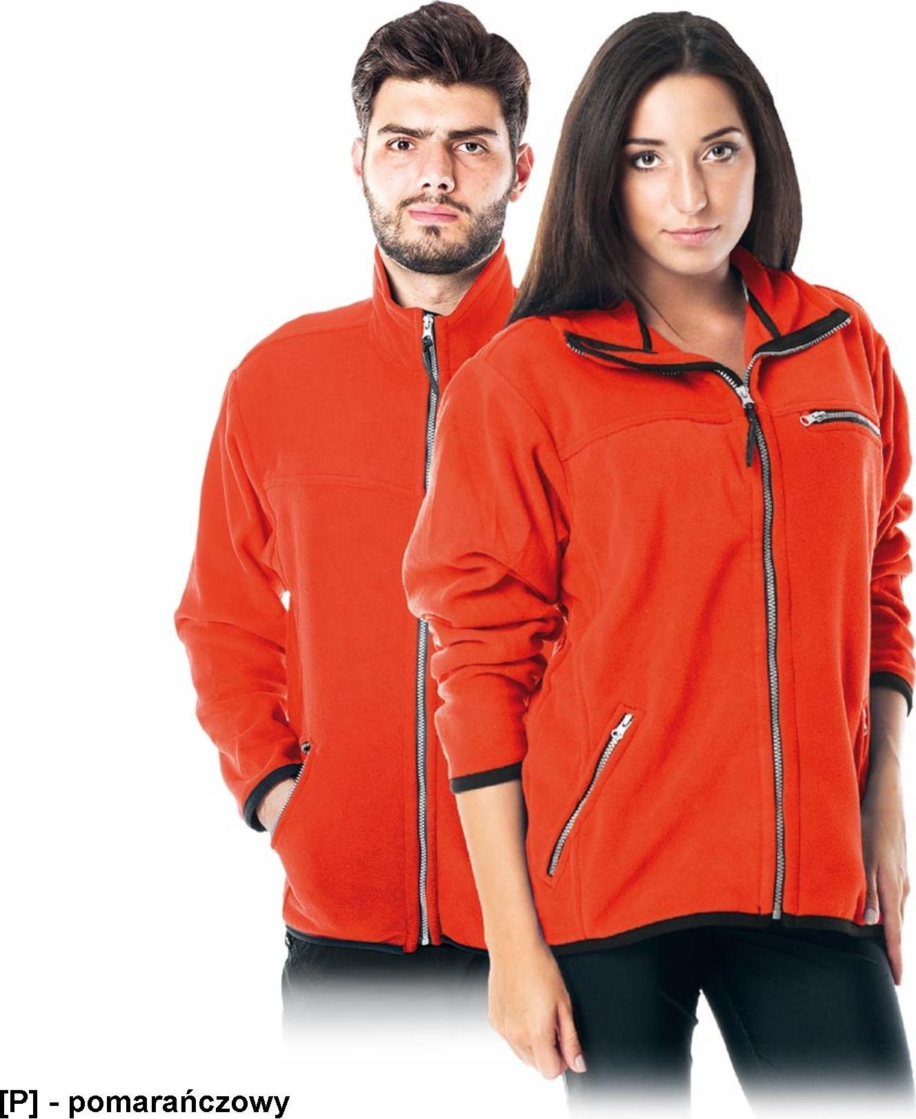 R.E.I.S. POLAR-HONEY - bluza, miły w dotyku krótko strzyżony polar, 100% poliester 290 g/m2, suwak, 3 zasuwane kieszenie - pomarańczowy M