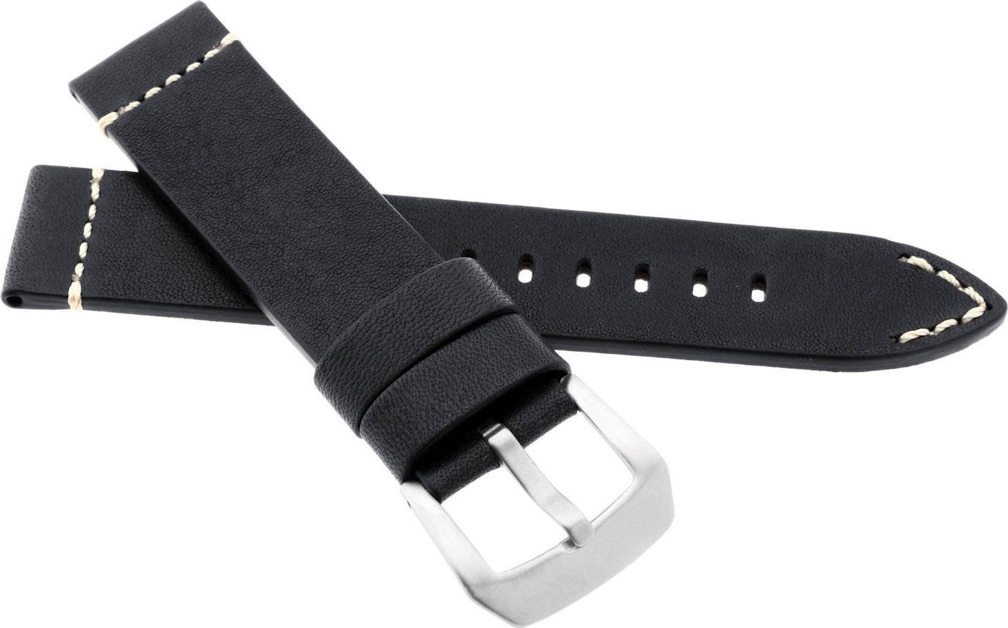 JVD Skórzany pasek do zegarka 24 mm JVD R42301-24 czarny