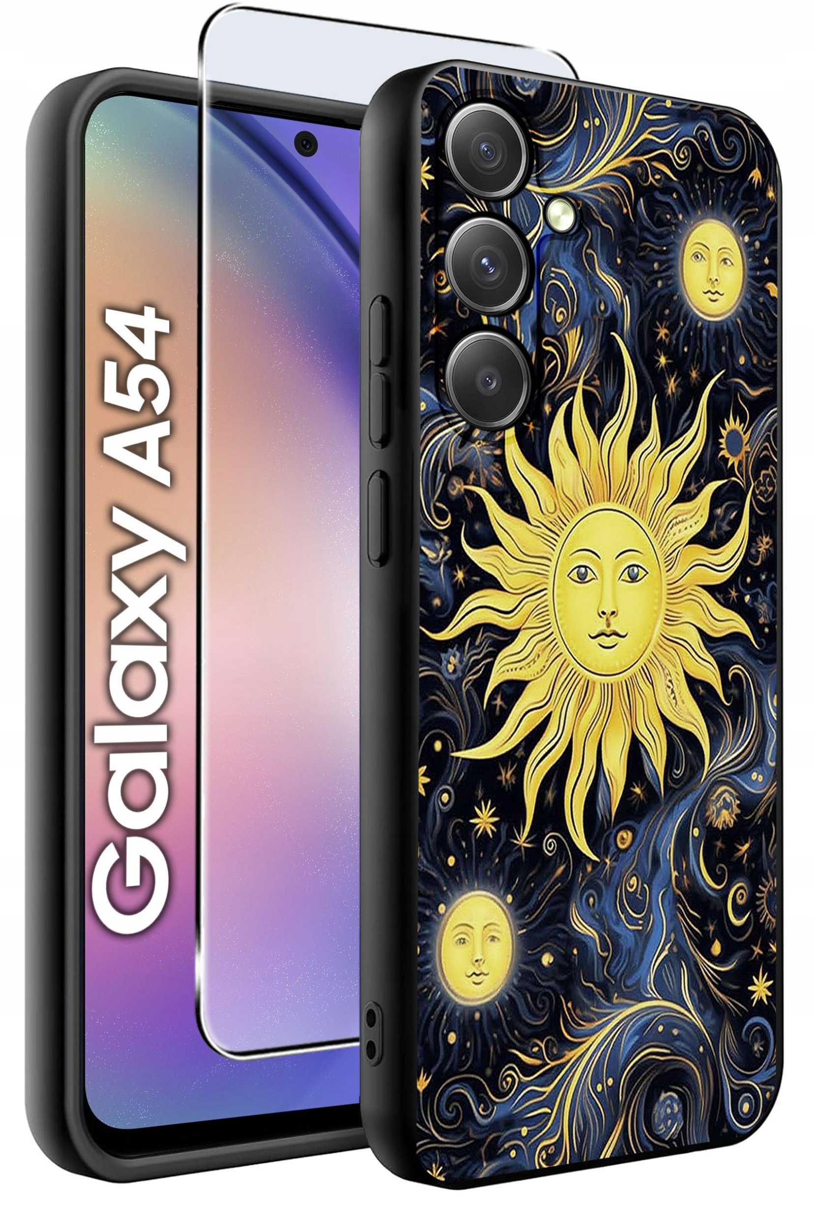 ETUI do Samsung A54 5G WZORY | SILIKONOWE MATT CASE + SZKŁO 9H