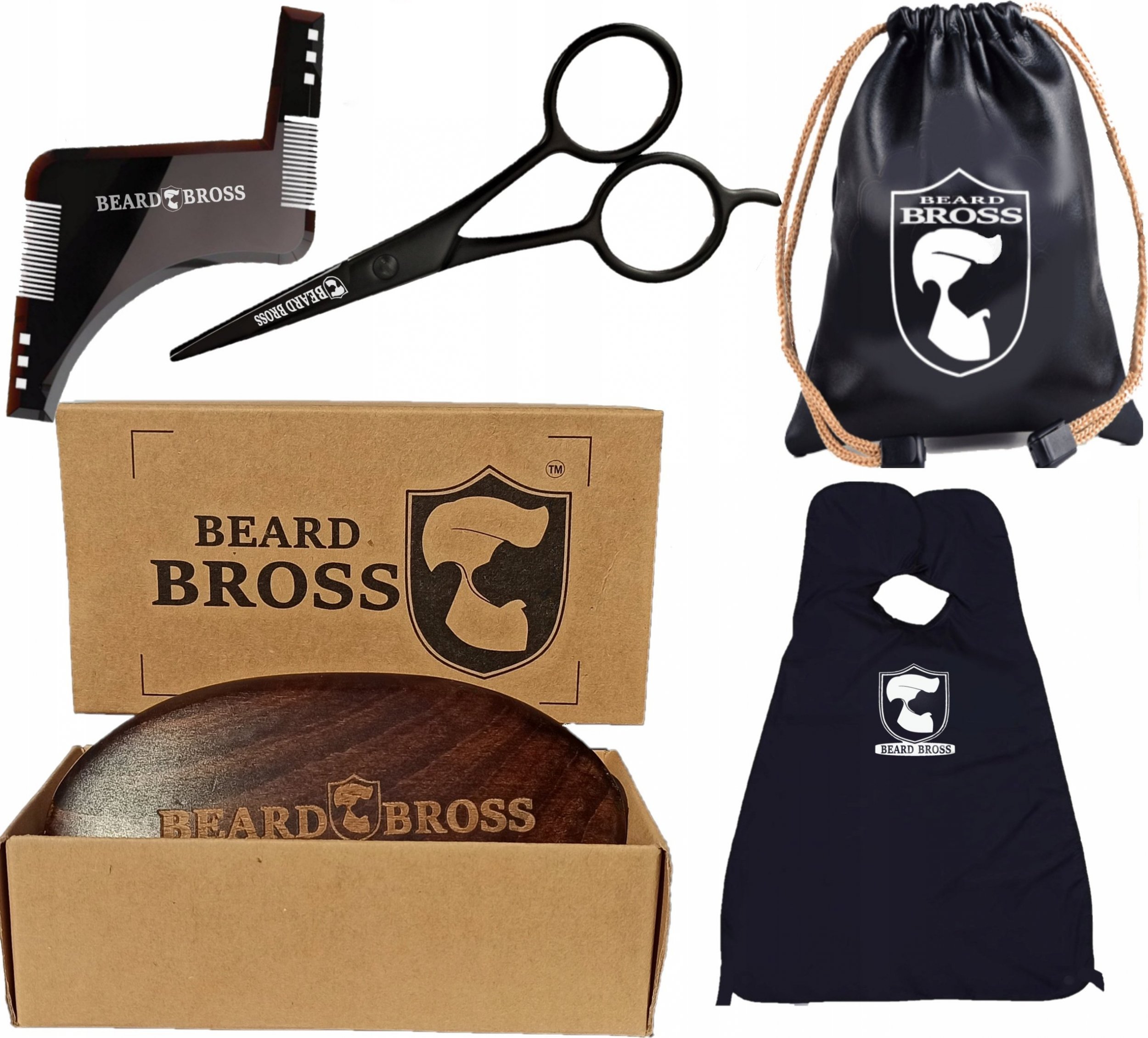 Beard Bross Zestaw do brody SZCZOTKA SZABLON GRZEBIEŃ NOŻYCZKI