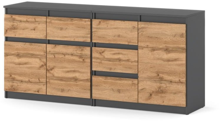 Komoda Loft 160cm Szafka Z 5 Szufladami Nowoczesna Salon Szara Dąb Wotan