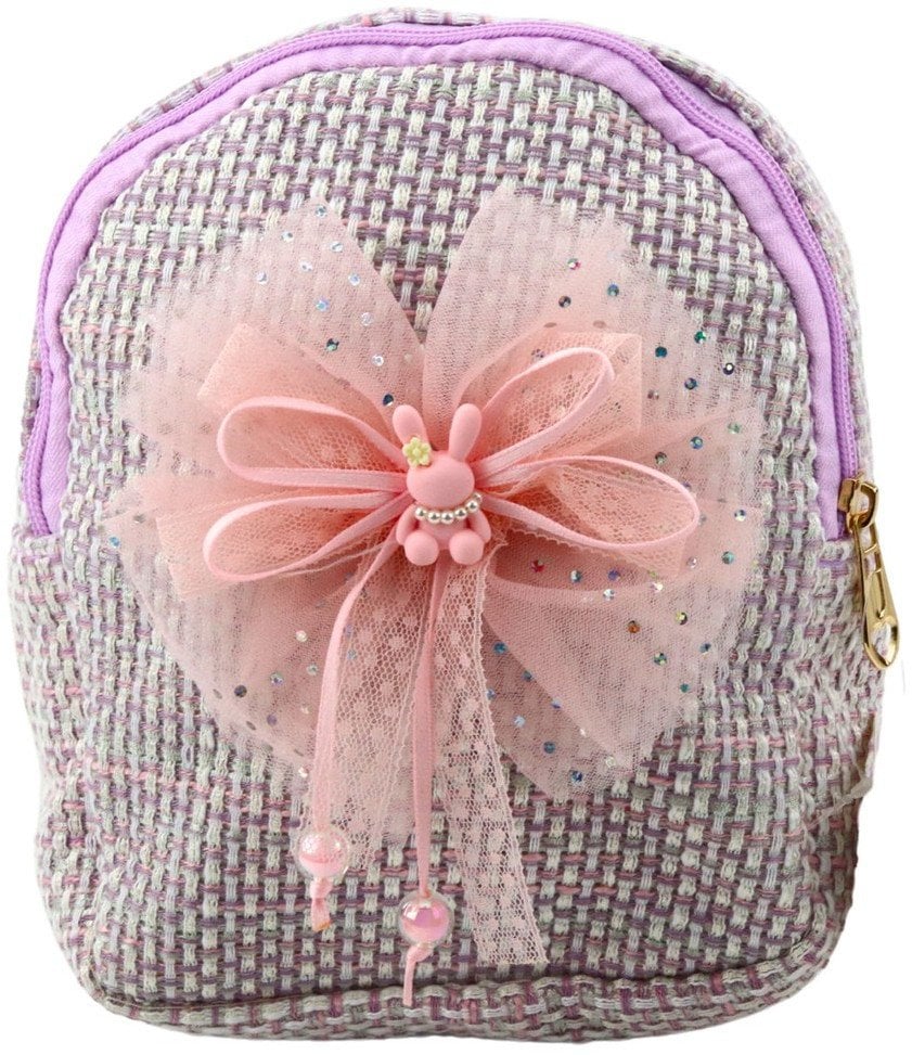 Plecak Dziecięcy Pleciony Kokarda Króliczek Fioletowy 21cm 2L