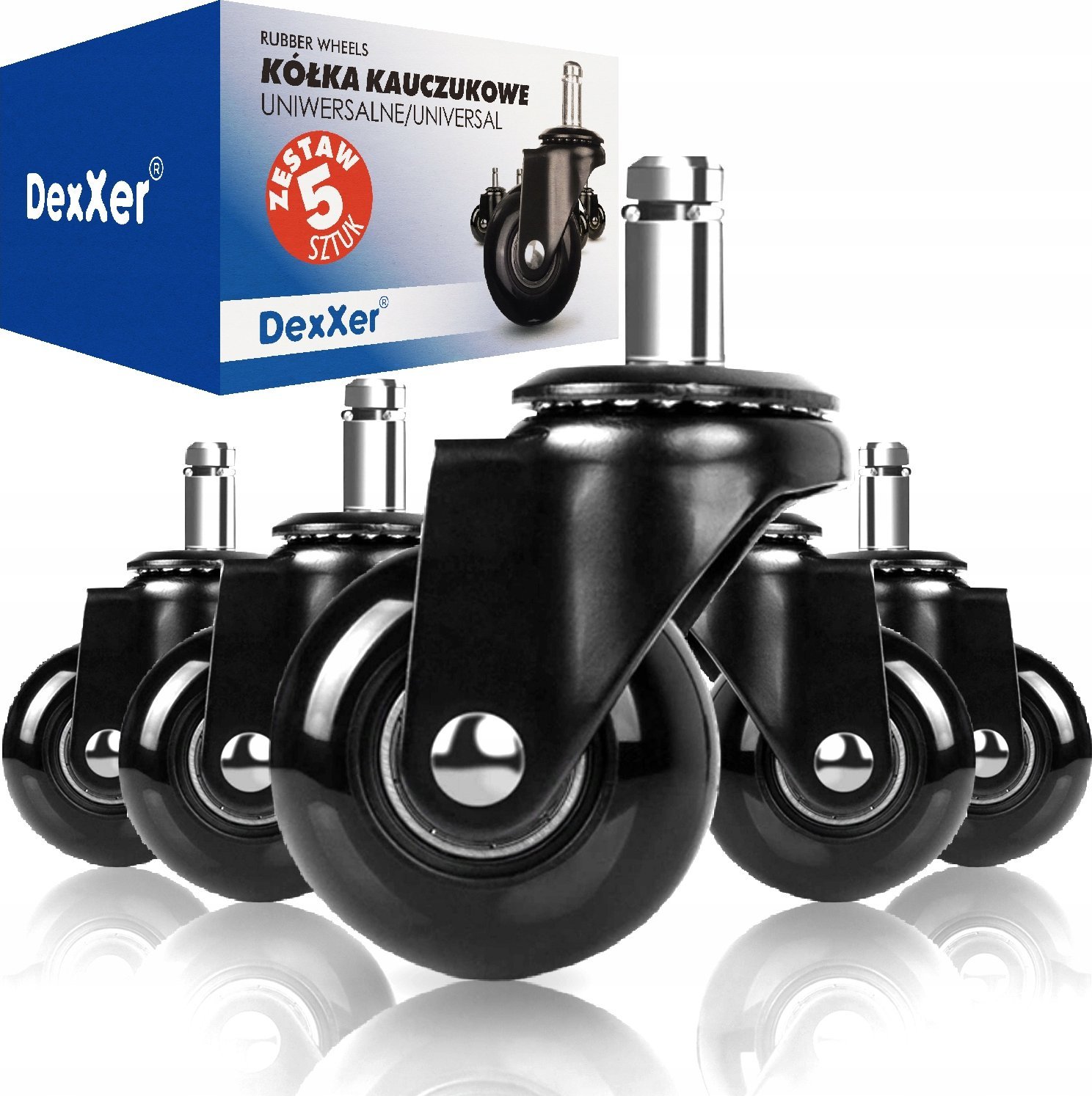 KÓŁKA DO FOTELA GUMOWE 5 SZTUK C-50