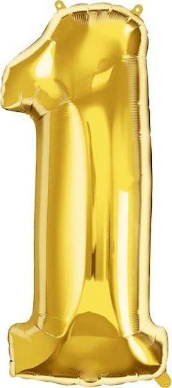 Springos Balon na urodziny cyfra 1 foliowy 40 cm złoty UNIWERSALNY