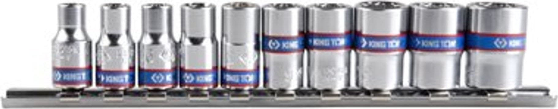 King Tony ZESTAW NASADEK 1/4" 9cz. KRÓTKIE, 12-kąt. 5 - 13mm, SZYNA King Tony