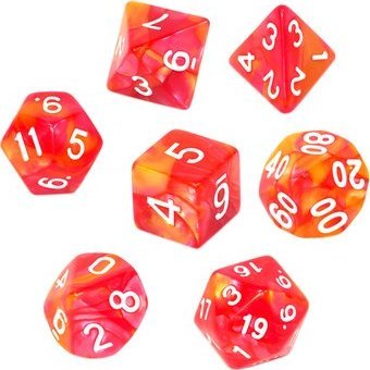 Rebel Komplet kości REBEL RPG - Dwukolorowe - Czerwono-żółte