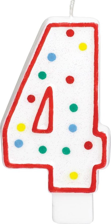 AMSCAN Świeczka cyferka w kropeczki cztery 4 - 13 cm - 1 szt. uniwersalny