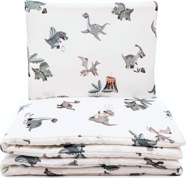 PULP BAMBOO Bambusowa pościel z wypełnieniem do łóżeczka 80x100 cm-Świat Dinozaurów