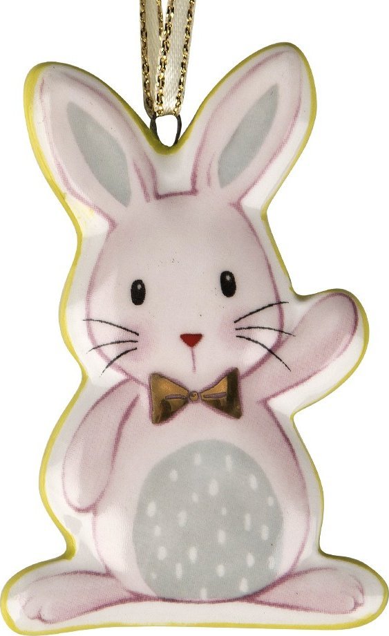 Witek Home Ozdoba wielkanocna Zając z muszką zawieszka ceramiczna