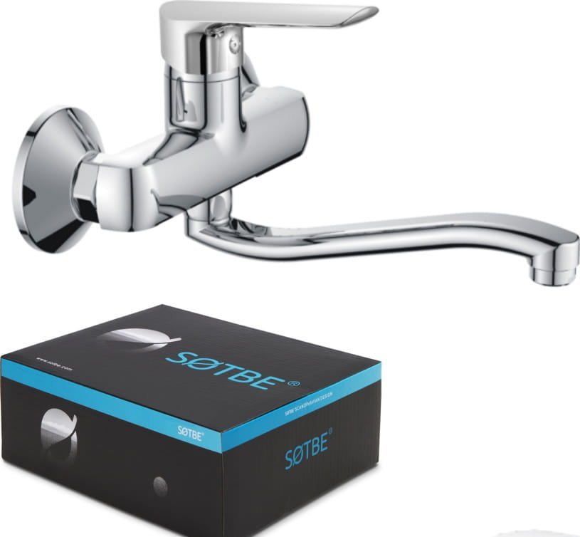 Bateria umywalkowa Sotbe Malselva ścienna chrom (MAL-SKW-70298848)