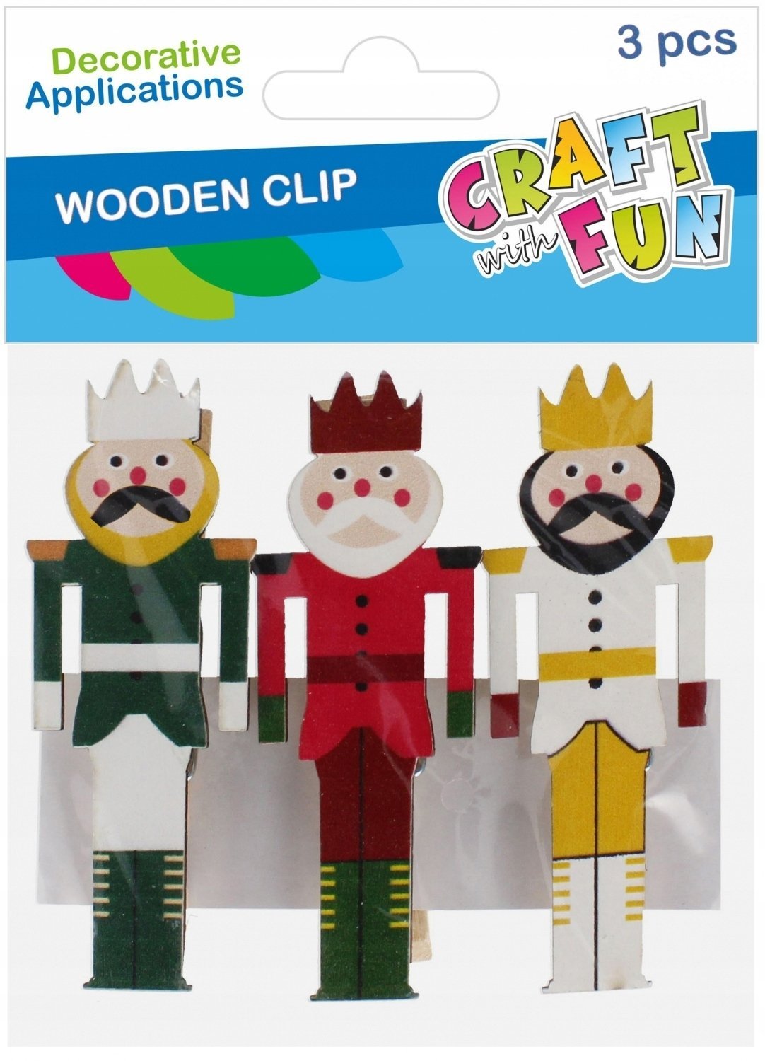 Dekoracja świąteczna Craft with Fun OZDOBA BN KLAMERKI DZIADEK 3SZT/7CM CF 12/144